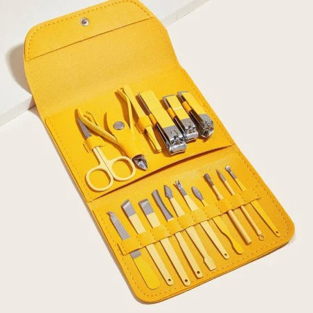 16 PCS Professional Manicure Set Full Function Kit Stainless Steel Pedicure Sets With Leather Portable Case