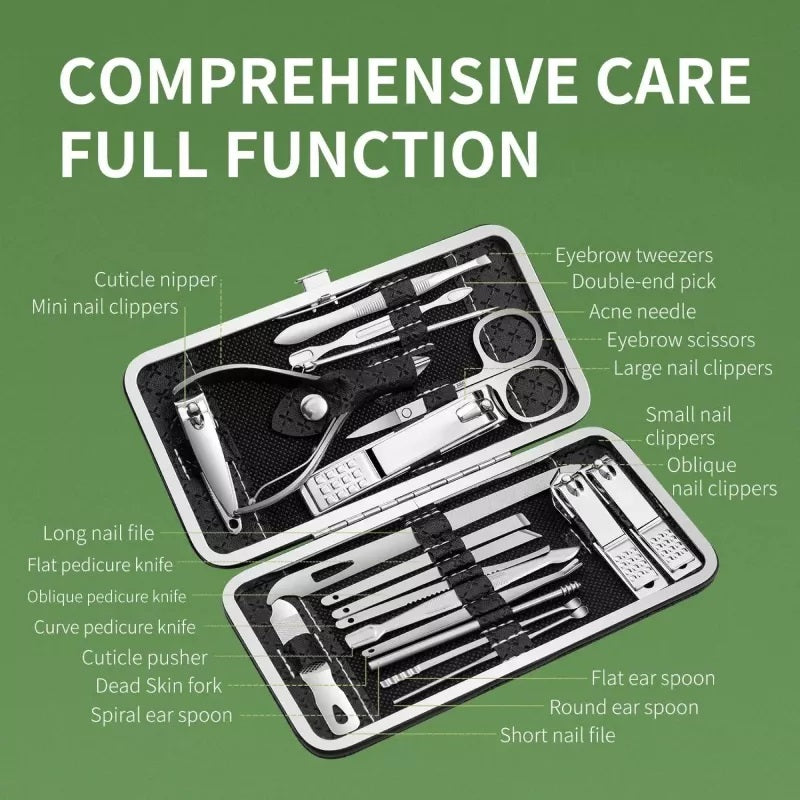 16 PCS Manicure Pedicure Kit with Metal Case – Nail Cutter, Nail Clipper & Grooming Set for Girls