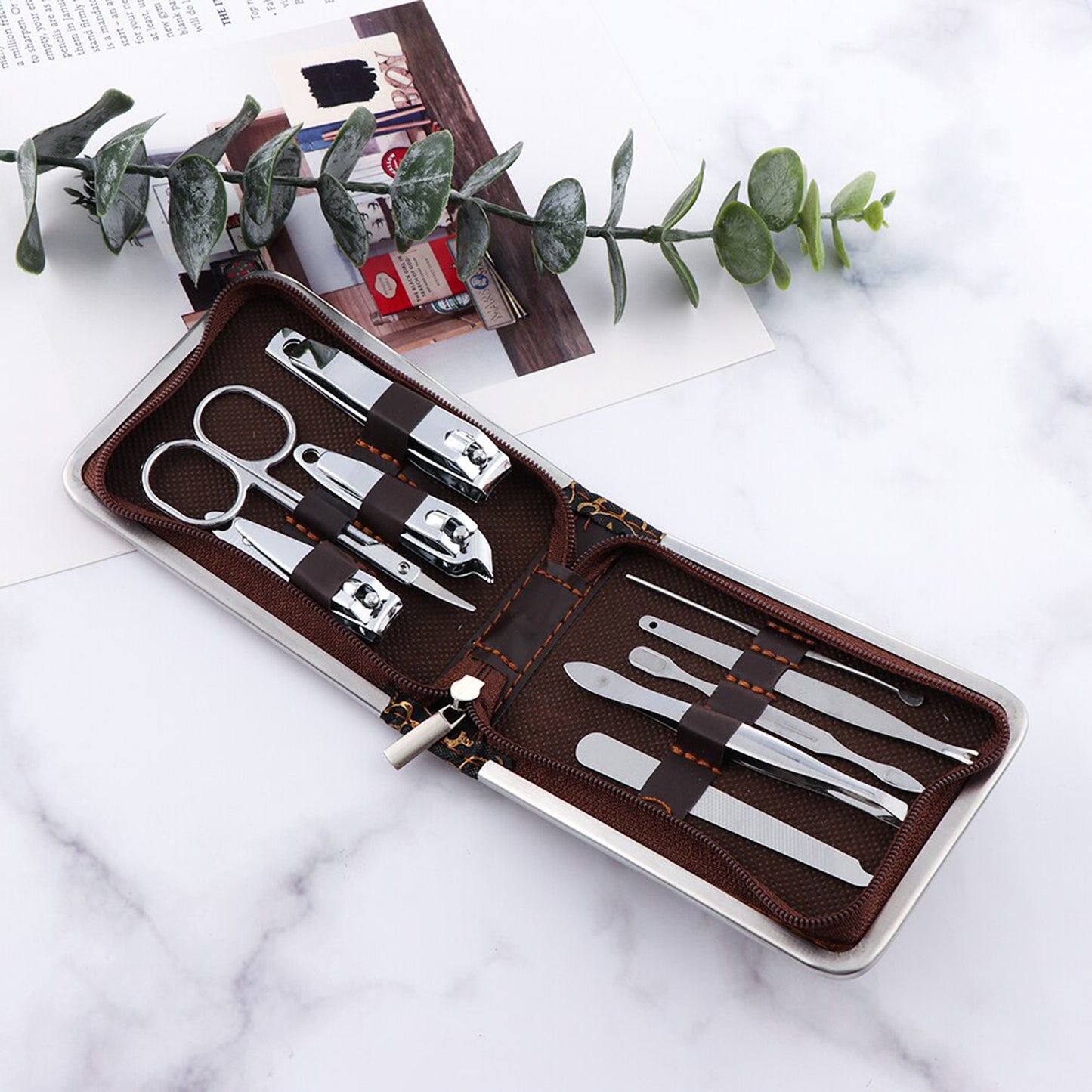 9 PCS Manicure Pedicure Kit with Metal Case – Nail Cutter, Nail Clipper & Grooming Set for Girls