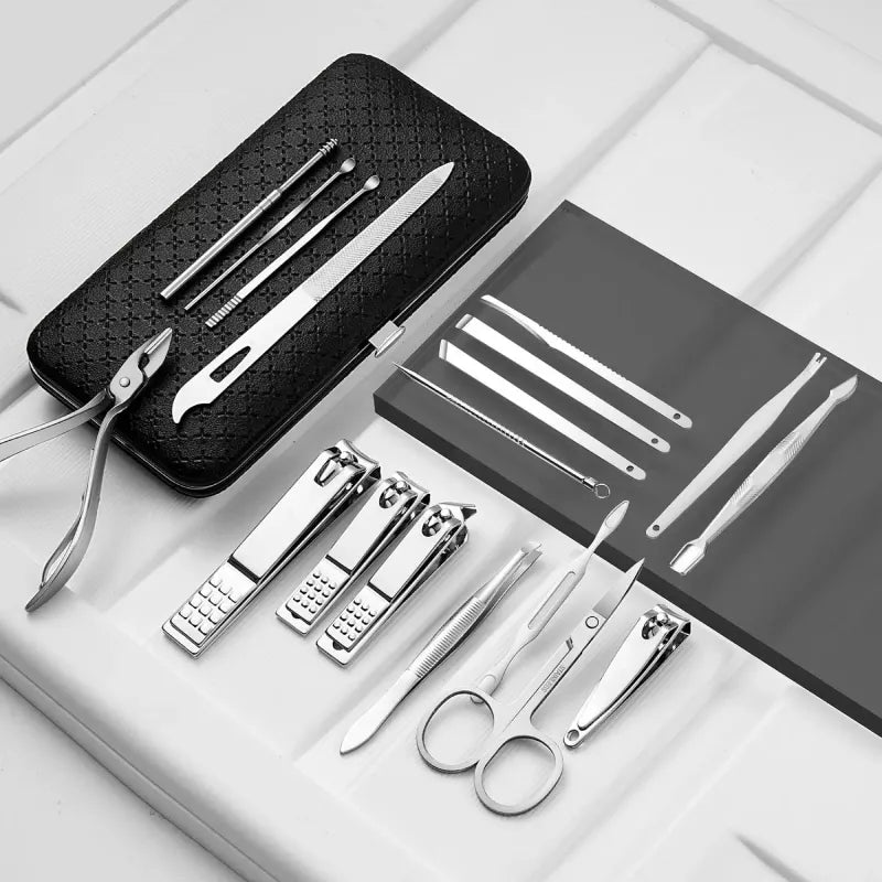 16 PCS Manicure Pedicure Kit with Metal Case – Nail Cutter, Nail Clipper & Grooming Set for Girls