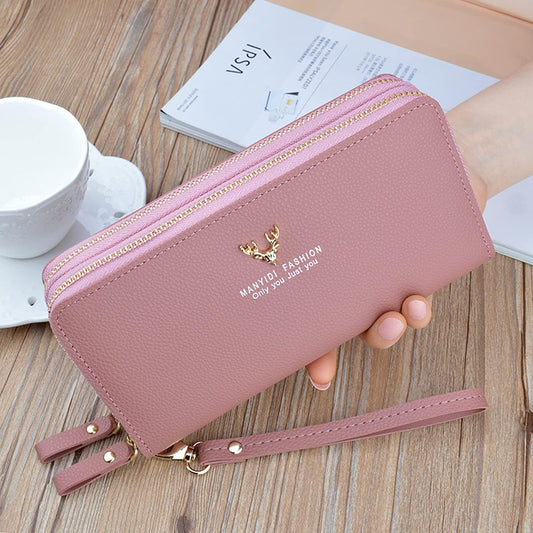 Large Capacity High Quality Wallet with Double Zipper Phone Wallet