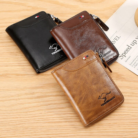Vintage Short Men PU Leather Wallet With Large Capacity