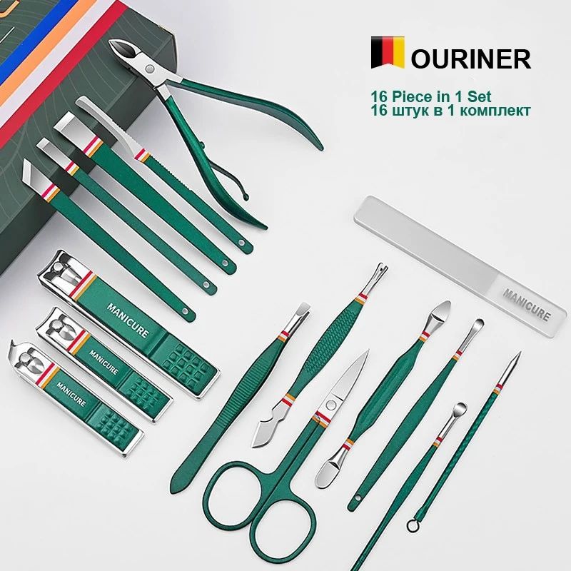 16 PCS Professional Manicure Set Full Function Kit Stainless Steel Pedicure Sets With Leather Portable Case