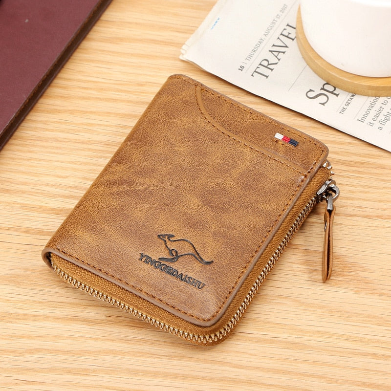 Vintage Short Men PU Leather Wallet With Large Capacity