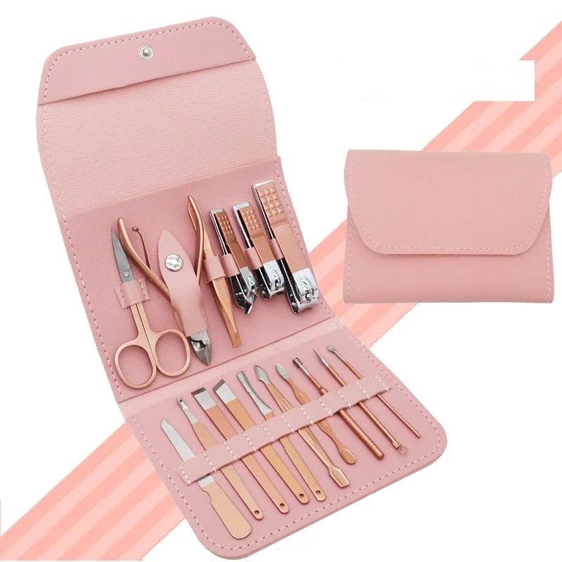 16 PCS Professional Manicure Set Full Function Kit Stainless Steel Pedicure Sets With Leather Portable Case