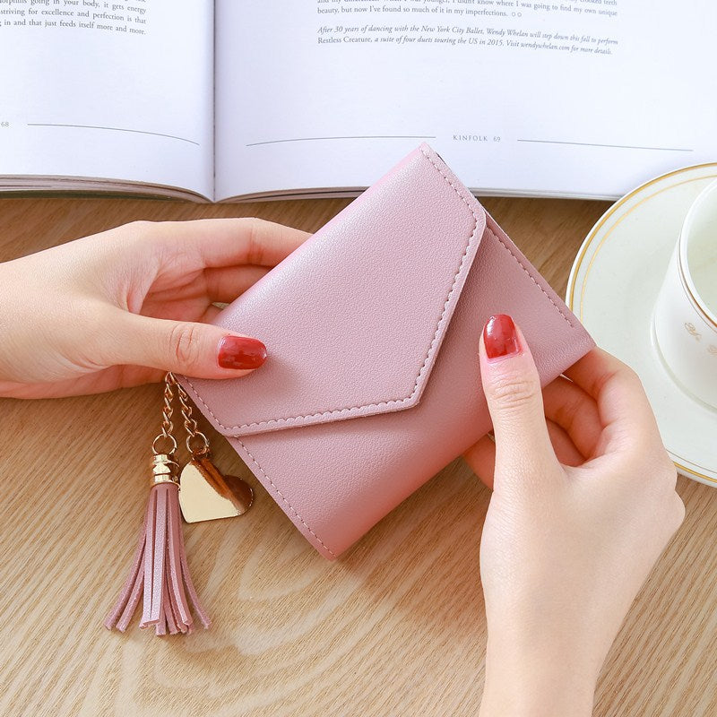 Short Wallet Spring New Mini Tassel Pendant Wallet Card Holder