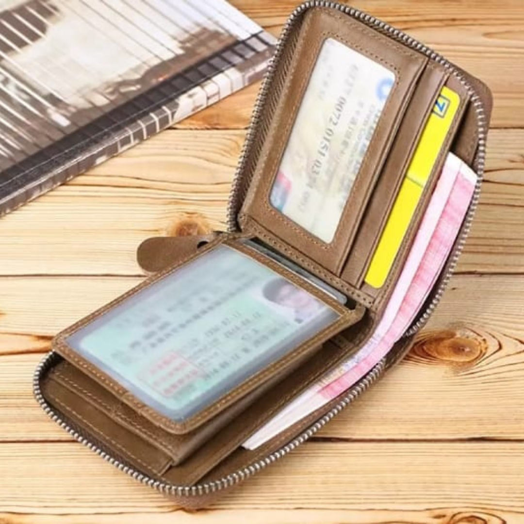 Best bifold Multi-card PU Leather with coin pocket and zipper