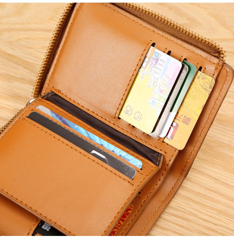 Vintage Short Men PU Leather Wallet With Large Capacity