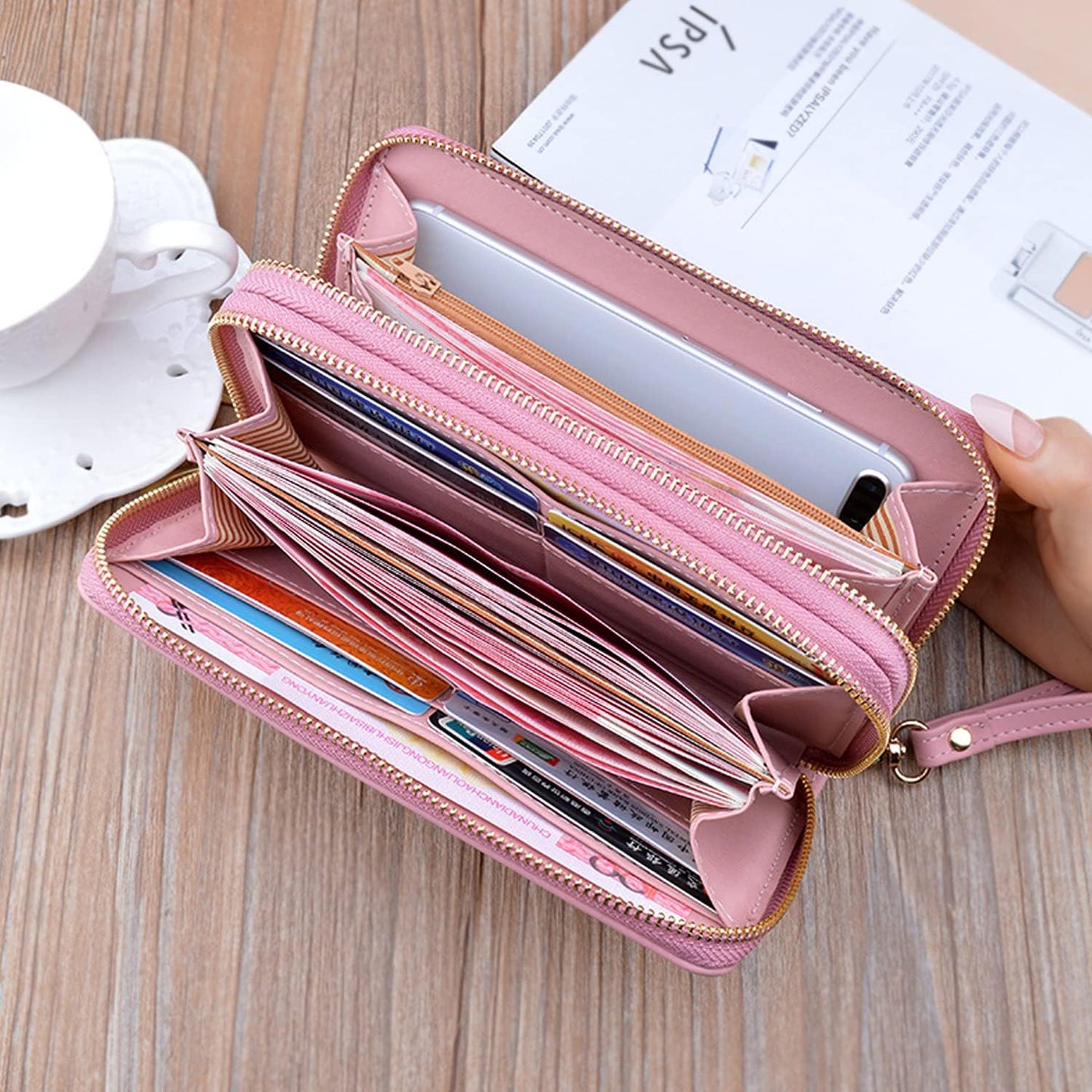 Large Capacity High Quality Wallet with Double Zipper Phone Wallet