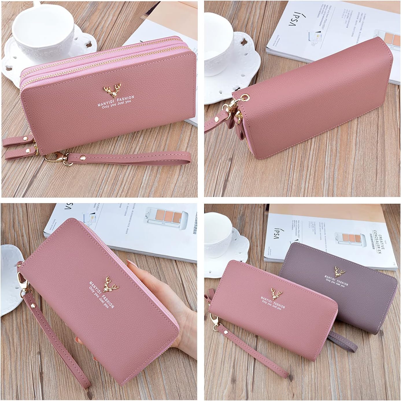 Large Capacity High Quality Wallet with Double Zipper Phone Wallet