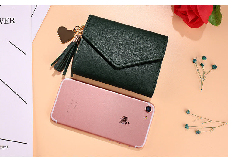 Short Wallet Spring New Mini Tassel Pendant Wallet Card Holder