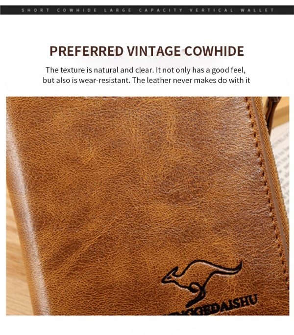 Vintage Short Men PU Leather Wallet With Large Capacity