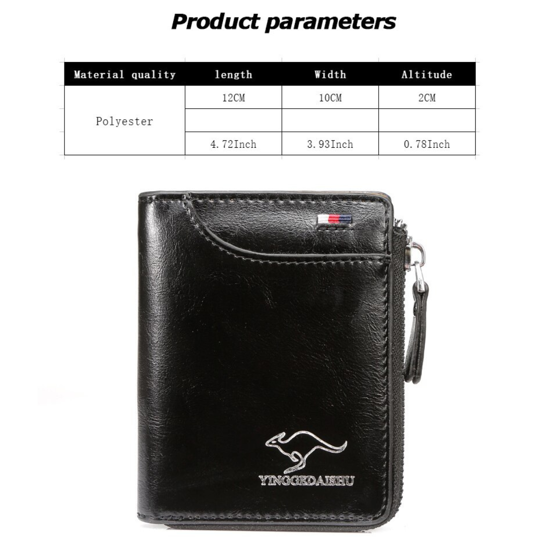 Vintage Short Men PU Leather Wallet With Large Capacity