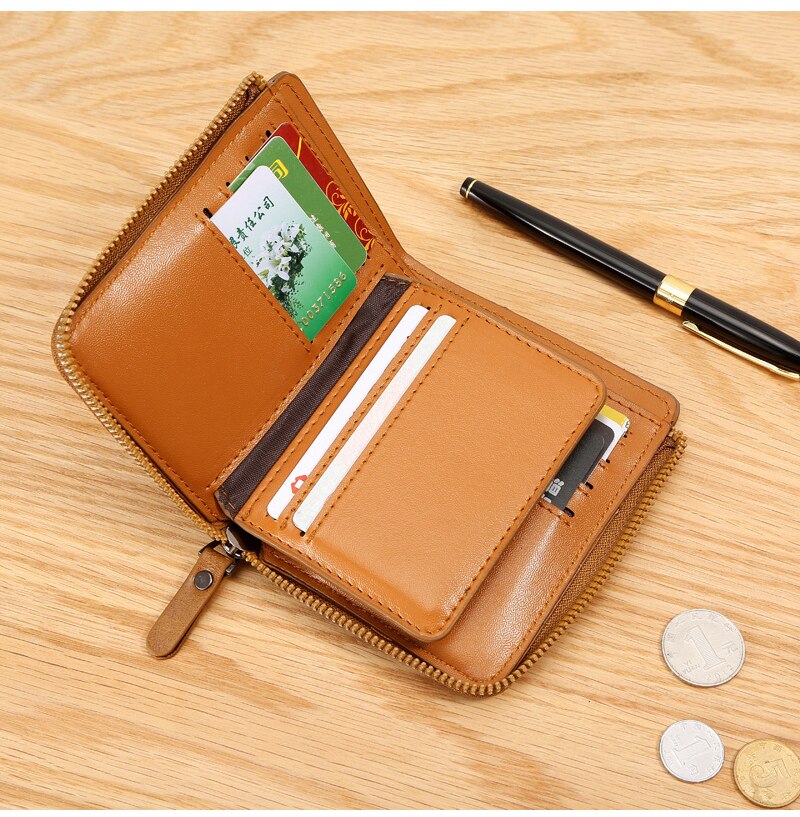 Vintage Short Men PU Leather Wallet With Large Capacity