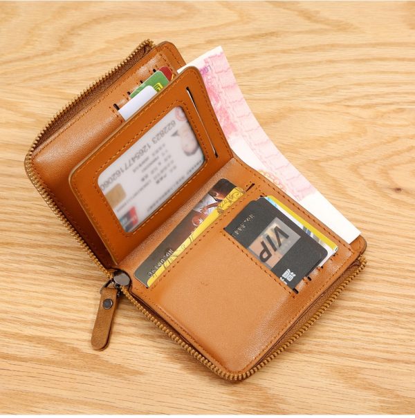 Vintage Short Men PU Leather Wallet With Large Capacity